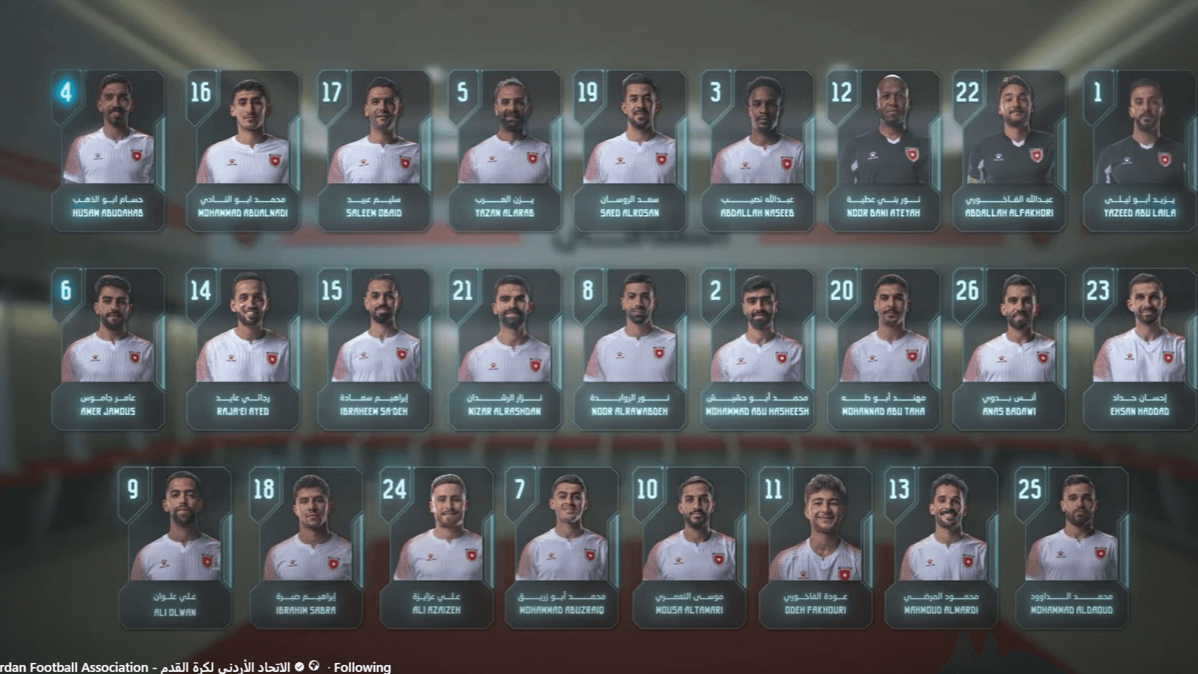 أعلن الجهاز الفني لمنتخب النشامى بقيادة المدرب جمال سلامي القائمة النه