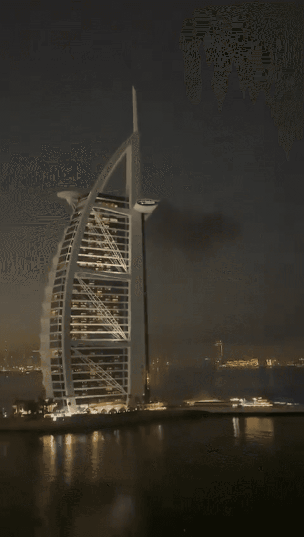 استهداف إيراني لبرج العرب في دبي