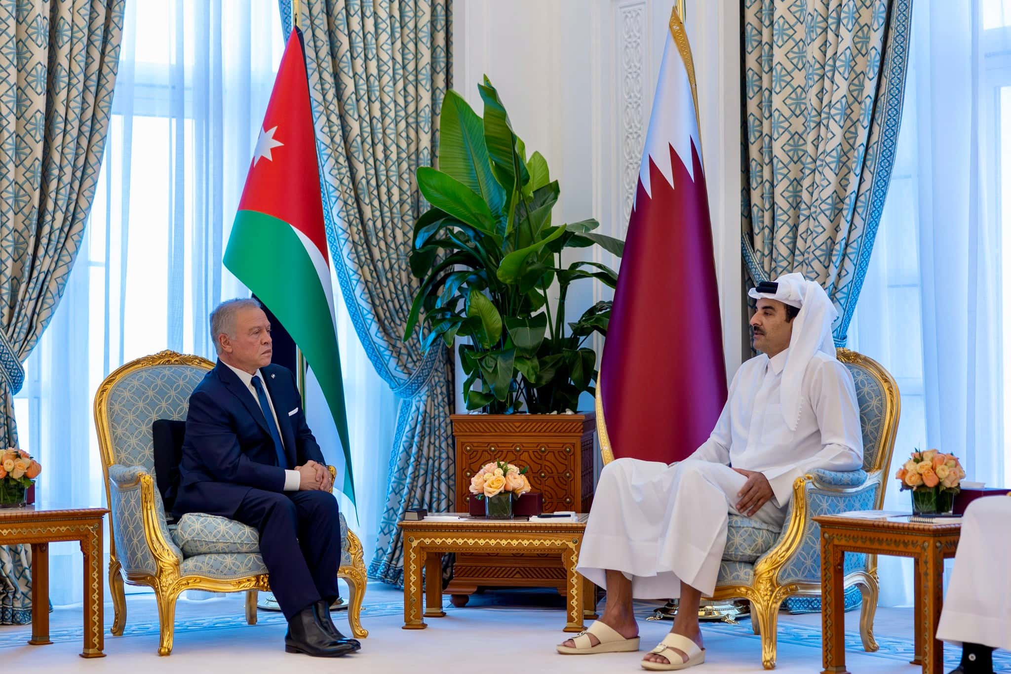 الدار -  بحث جلالة الملك عبدالله الثاني وسمو الشيخ تميم بن حمد آل ثاني