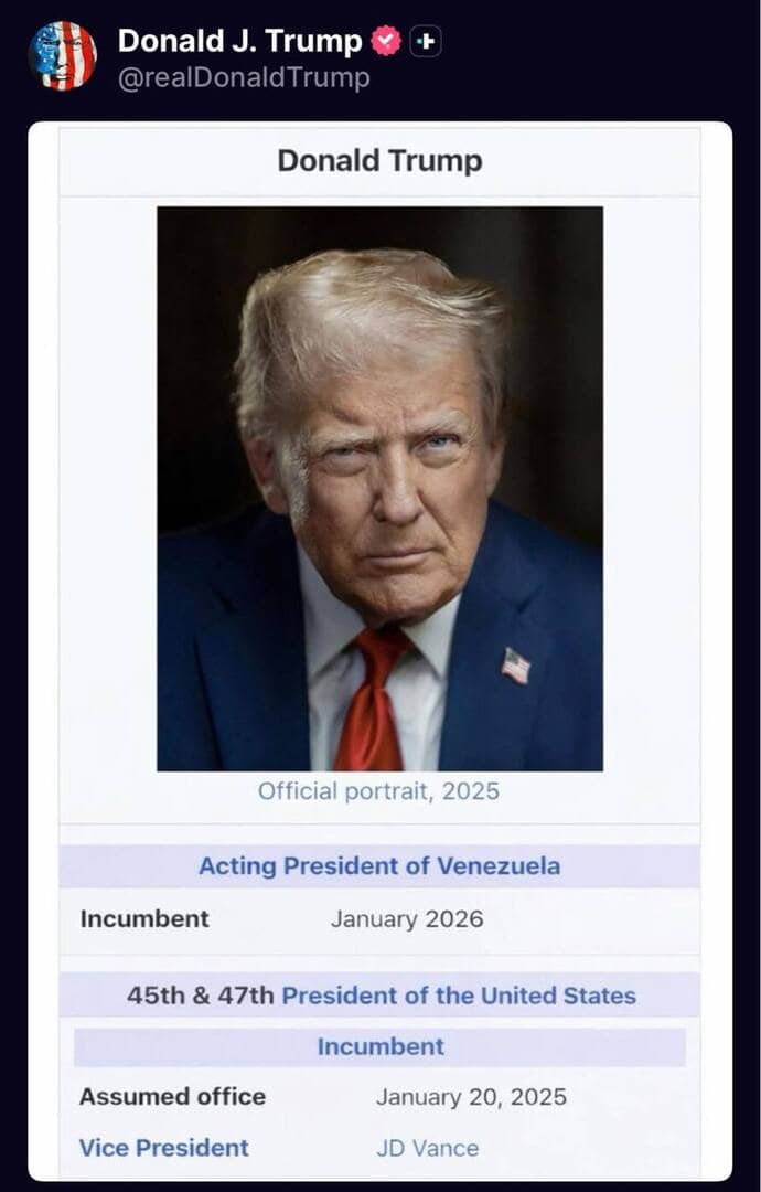 ترمب يعلن نفسه رئيسا مؤقتا لفنزويلا