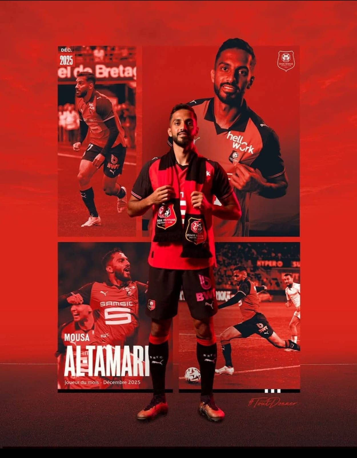 التعمري لاعب الشهر في نادي رين الفرنسي