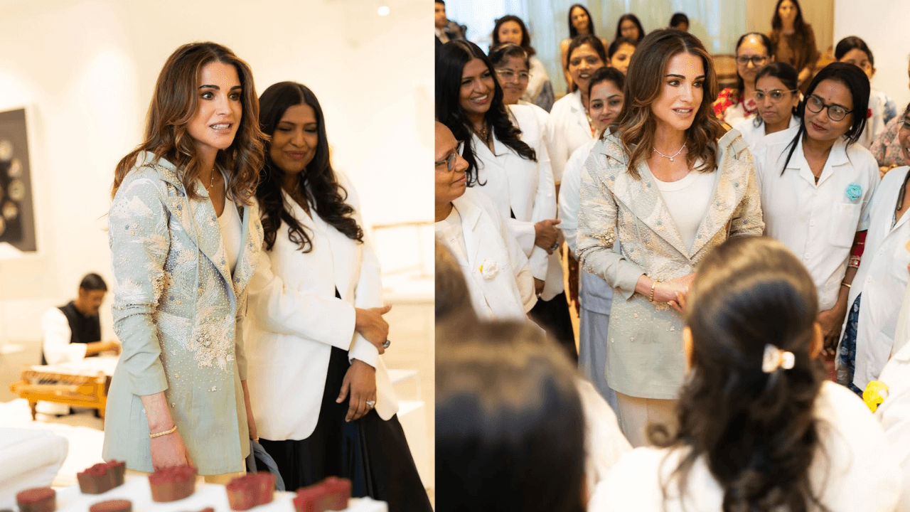 الملكة رانيا تشيد بجهود مدرسة "تشاناكيا" في الحفاظ على الحرف التقليدية بالهند.. صور