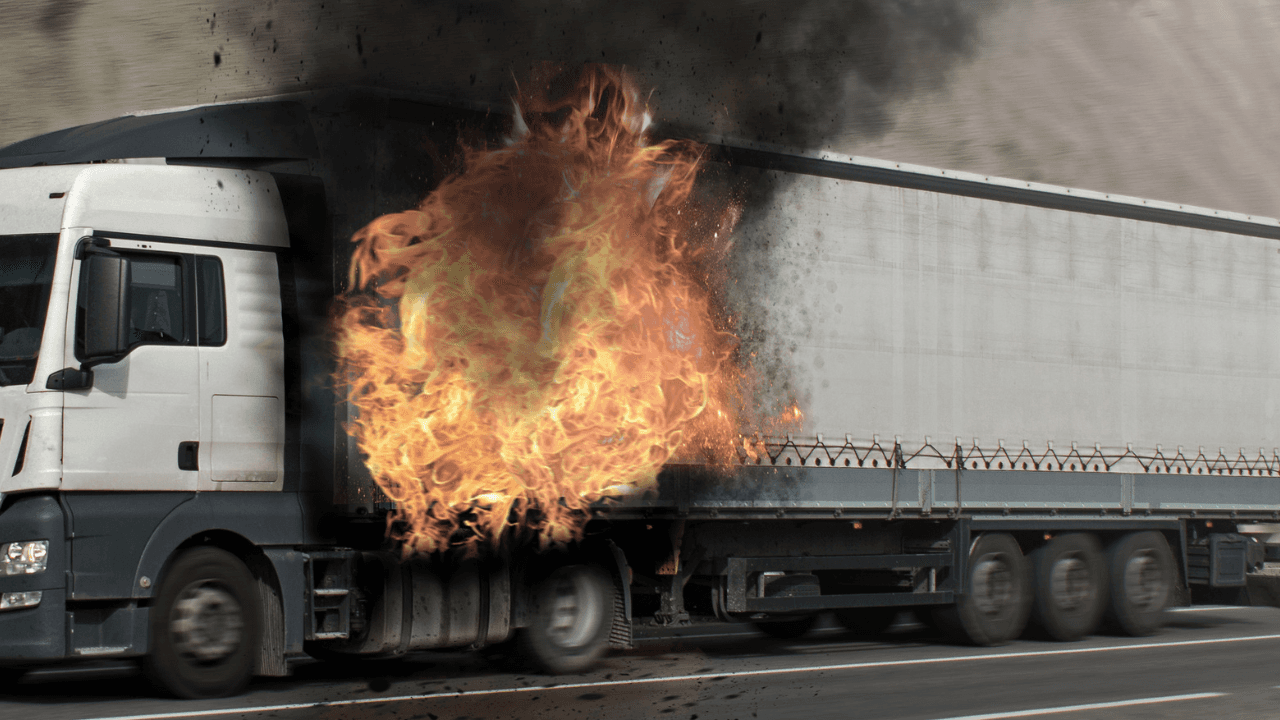 الدوريات الخارجية: اشتعال شاحنتين بالكامل إثر حادث تصادم في العقبة